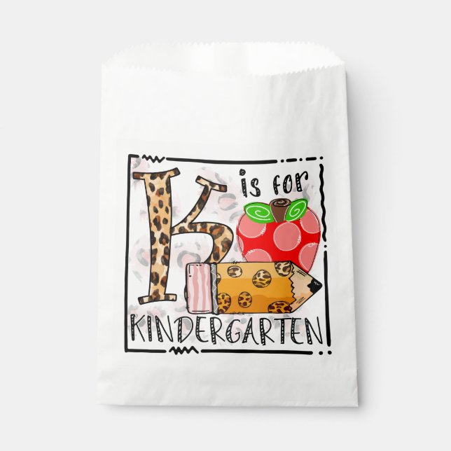 Back To School Kindergarten Favor Bag (Front)