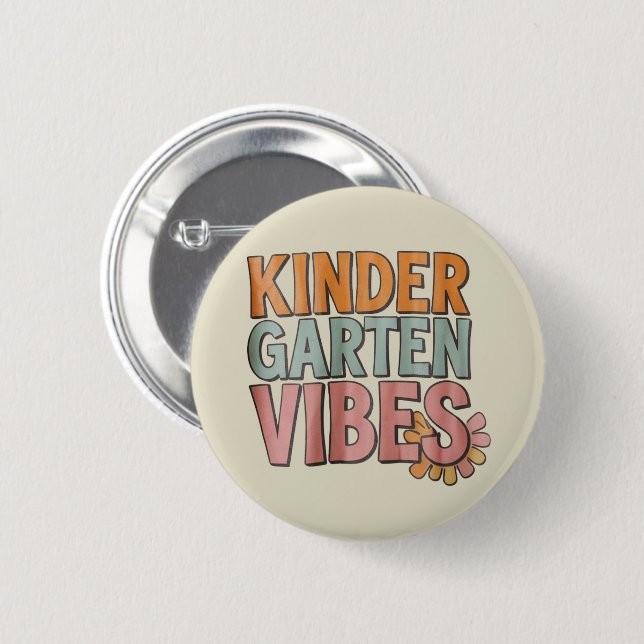 Back to School Kindergarten Pre K First Grade  Button (Front & Back)