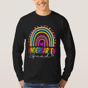 Back To School  Kindergarten Squad Rainbow Teacher T-Shirt