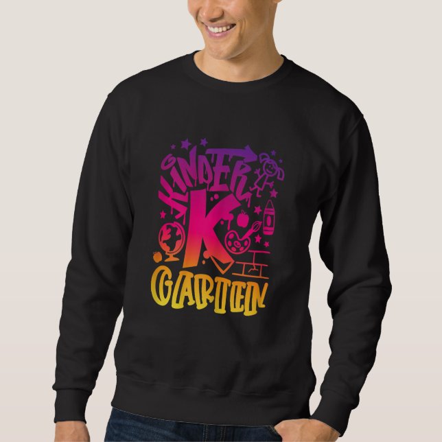 Back To School Kindergarten Team Teacher Girl Graf Sweatshirt (Front)