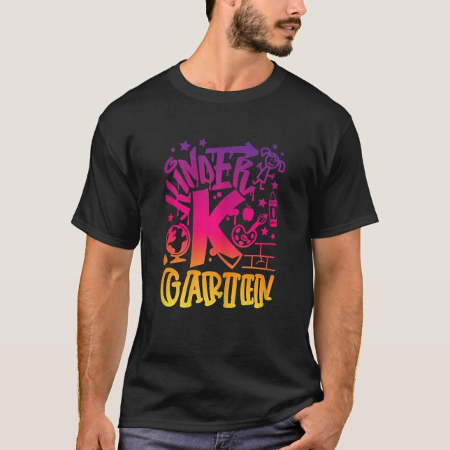 Back To School Kindergarten Team Teacher Girl Graf T-Shirt (Front)