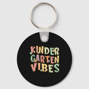 Back To School Kindergarten Vibes Retro Teacher Keychain