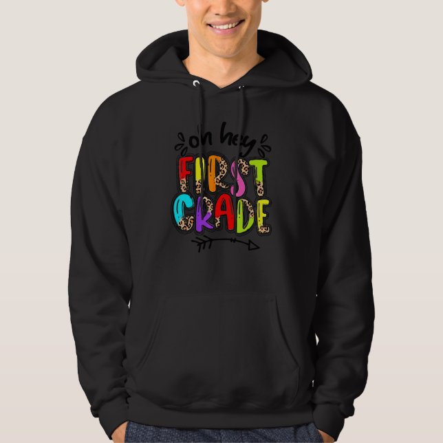 Back To School Leopard 1st Grade Squad First Grade Hoodie (Front)