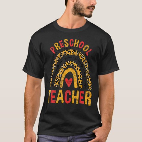 Back To School Leopard Preschool Teacher Rainbow V T_Shirt
