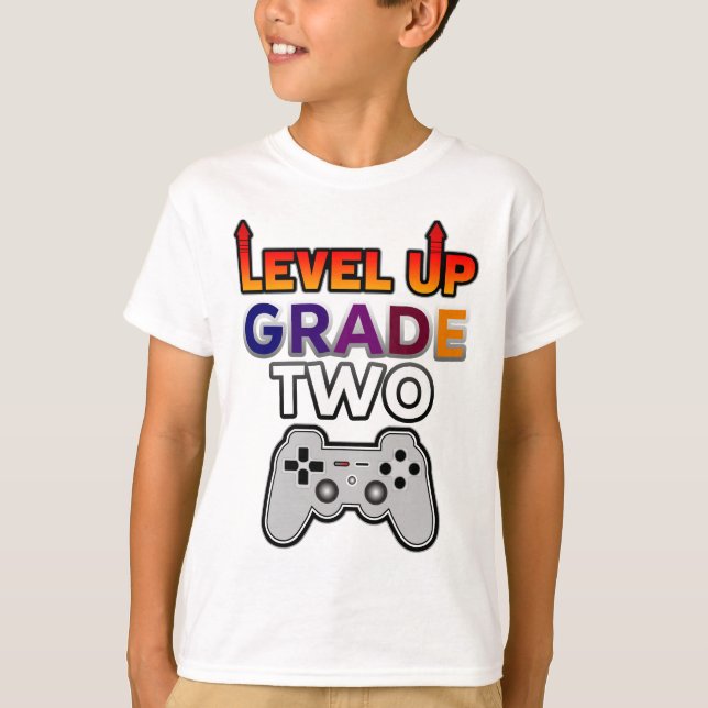 Back to School Level Up Grade Two T-Shirt (Front)