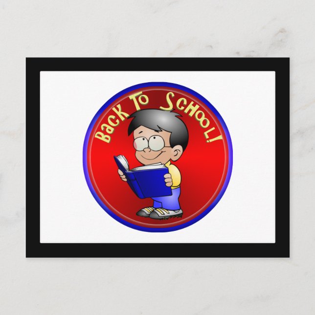 Back To School - Little Boy Reading Book Postcard (Front)