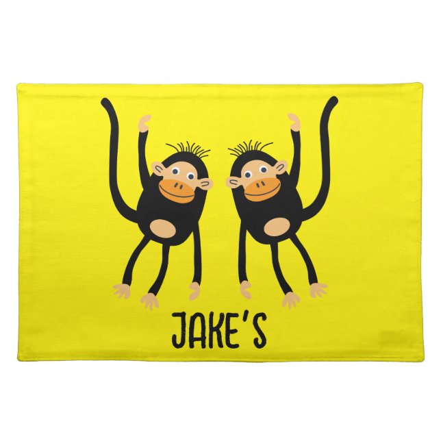 Back To School Little Monkey Cloth Placemat (Front)
