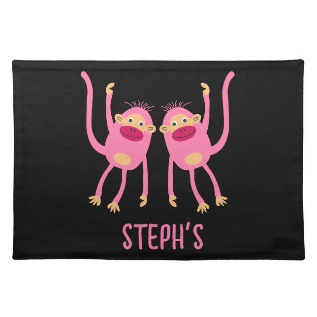 Back To School Little Monkey Cloth Placemat (Front)