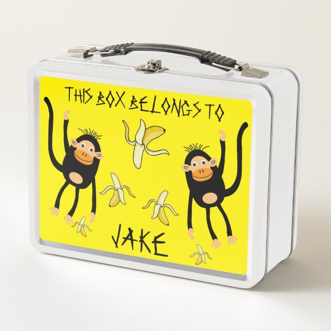 Back To School Little Monkey Metal Lunch Box (Front)