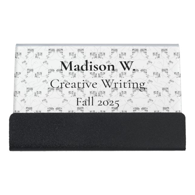 Back-to-School Minimal Line Pattern | Summer Desk Business Card Holder (Front)
