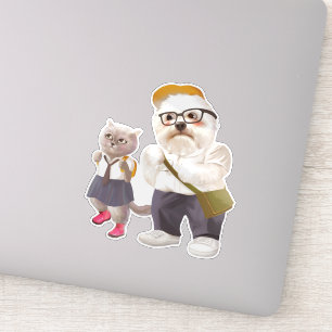 Back to School: Miss Meow & Bichon Students Sticker
