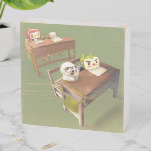 Back to School: Miss Meow & Bichon Students Wooden Box Sign