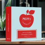 Back to school mom teacher homeschool  3 ring binder<br><div class="desc">Custom colorful homeschool portfolio organizer binder featuring a red apple shape with mom's homeschool logo (changeable text) and a label over a light blue background.            Easy to customize with name,  title,  and school year on the front side and spine.</div>
