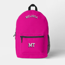 Back to School Monogrammed Initial School Bag Pink