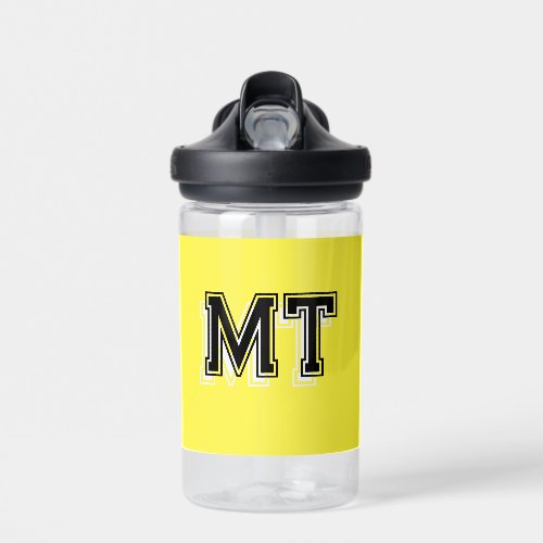 Back to School Monogrammed Initial Yellow Water Bottle