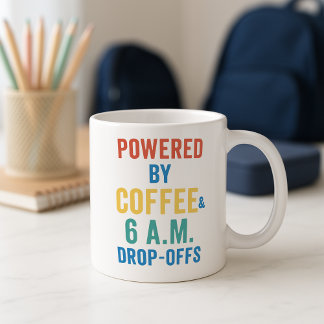 Back-to-School Morning Mug; Powered by Coffee Mug