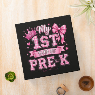 Back to School My 1st Day of Pre-K Pink Bow Girls 3 Ring Binder