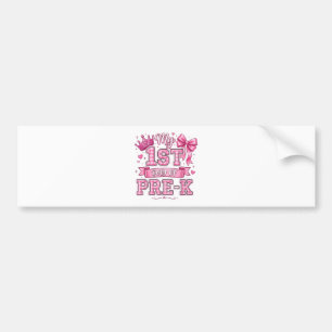 Back to School My 1st Day of Pre-K Pink Bow Girls Bumper Sticker