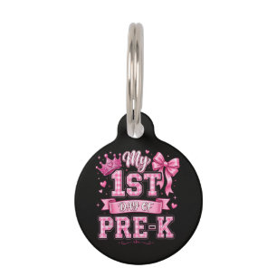 Back to School My 1st Day of Pre-K Pink Bow Girls Pet ID Tag