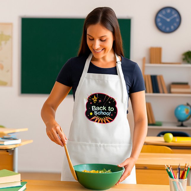 Back to School Neon Pop Art Bright Classroom Adult Apron (Creator Uploaded)
