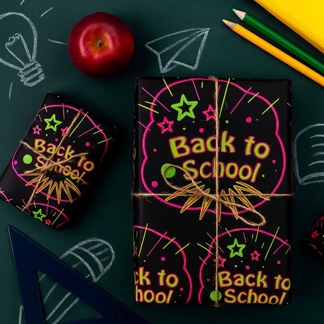Back to School Neon Pop Art Bright Classroom Wrapping Paper (Creator Uploaded)