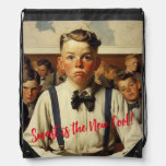 Back to school Norman Rockwell drawings style Drawstring Bag