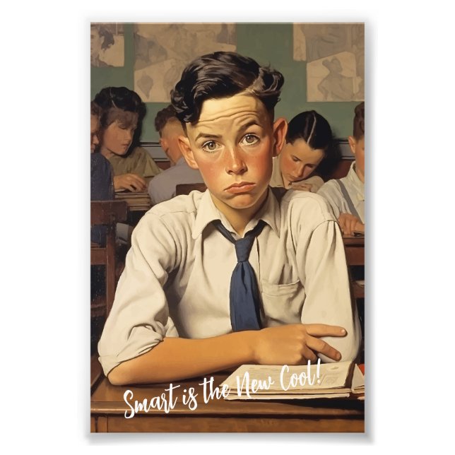 Back to school Norman Rockwell drawings style Photo Print (Front)
