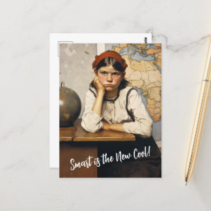 Back to school Norman Rockwell drawings style Postcard