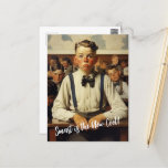 Back to school Norman Rockwell drawings style Postcard
