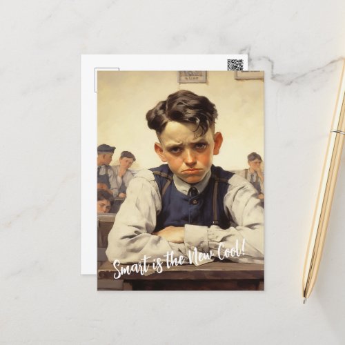 Back to school Norman Rockwell drawings style Postcard