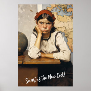 Back to school Norman Rockwell drawings style Poster