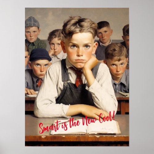 Back to school Norman Rockwell drawings style Poster