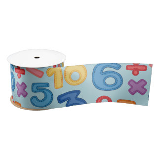Back to school numbers in light blue background satin ribbon