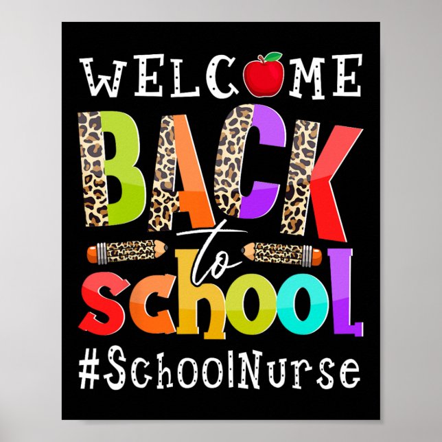 Back To School Nurse First Day Of School Leopard  Poster (Front)