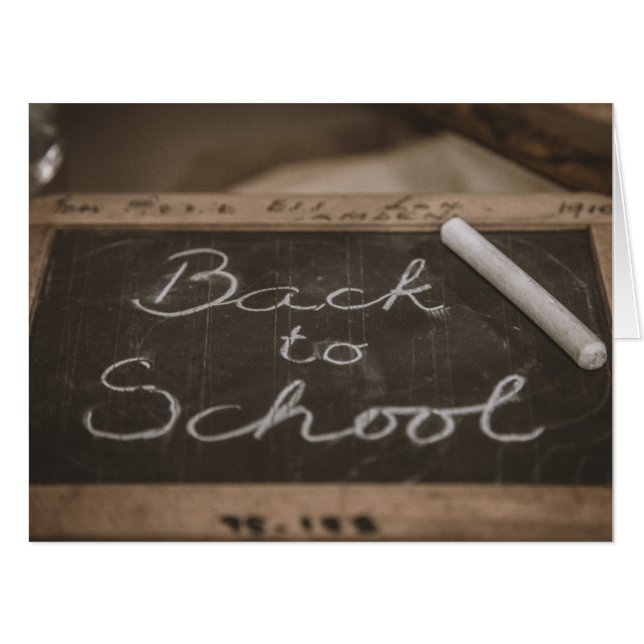 Back to School on an old school slate Card (Front Horizontal)