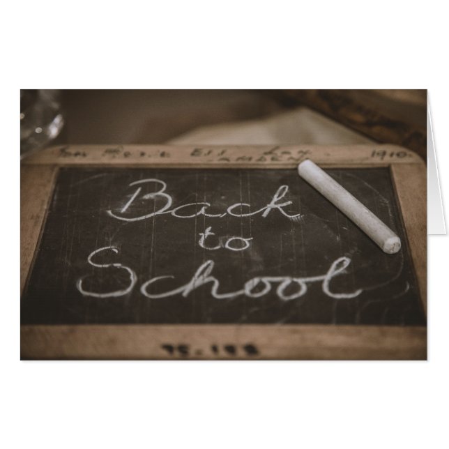Back to School on an old school slate Card (Front Horizontal)