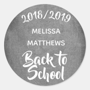 Back to School or Your Text Chalkboard Look Classic Round Sticker