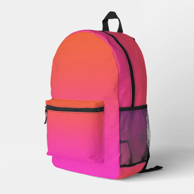 Back To School Orange Pink  Printed Backpack (Back Corner Right)