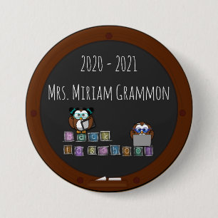 back to school owl - button