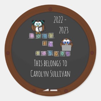 Back To School Owl - Classic Round Sticker by just_owls at Zazzle