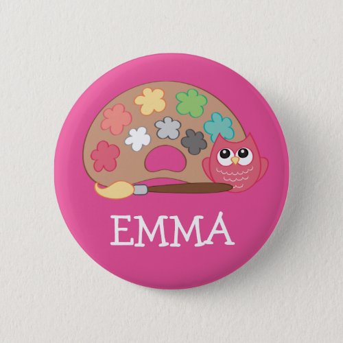 Back to School OWL Name Backpack Pin Button