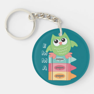 Back to School OWL Name Backpack Tag Teacher Gift Keychain