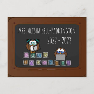 back to school owl - postcard