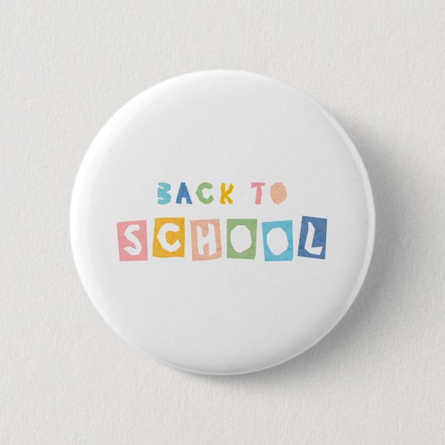BACK TO SCHOOL paper cut font cute typography. Button (Front)