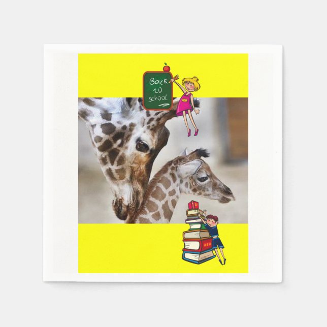 Back to School Paper Napkins Giraffe (Front)