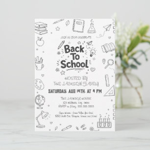 Back To School Party Hand Drawn Invitation