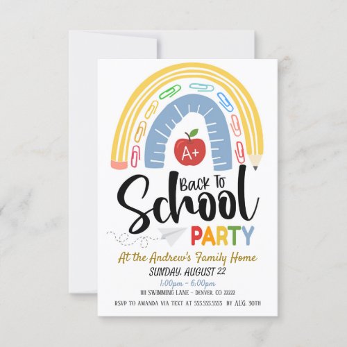 Back To School Party Invitation