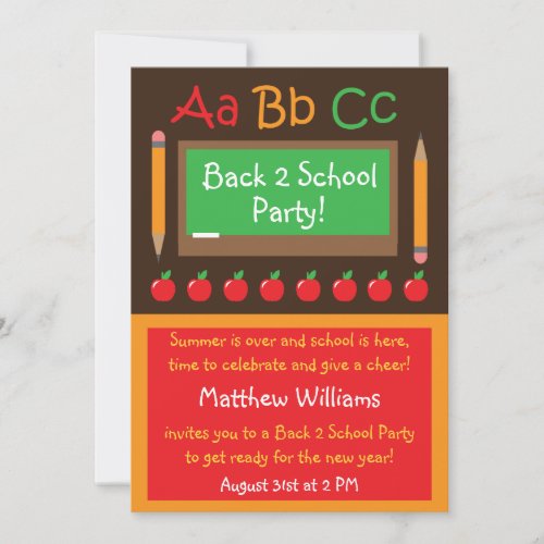 Back to School Party Invitation