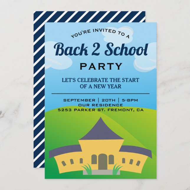 Back to School Party Invitation (Front/Back)