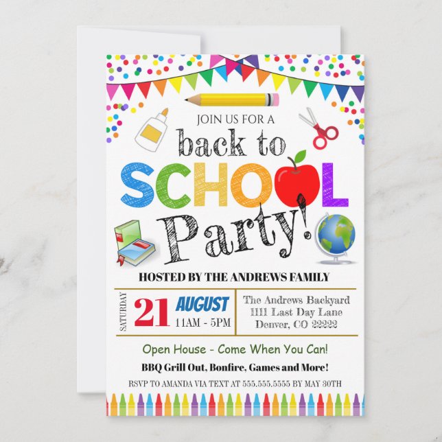 Back to School Party Invitation (Front)